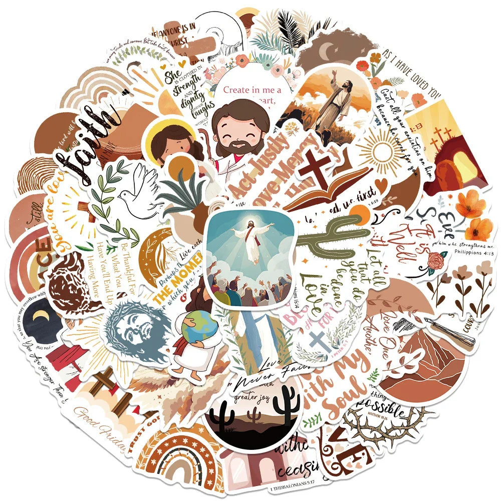 Cartoon Jesus Christian Stickers Bible Verse Faith Decals 10/30/50pcs (Online Order Only)
