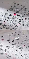 Dog Rabbit Line Bunny Footprint Bowknot Heart Cake Strawberry Flowers Bone Graffiti Adhesive Nail Art Stickers Manicure Decals (ONLINE ORDER ONLY)