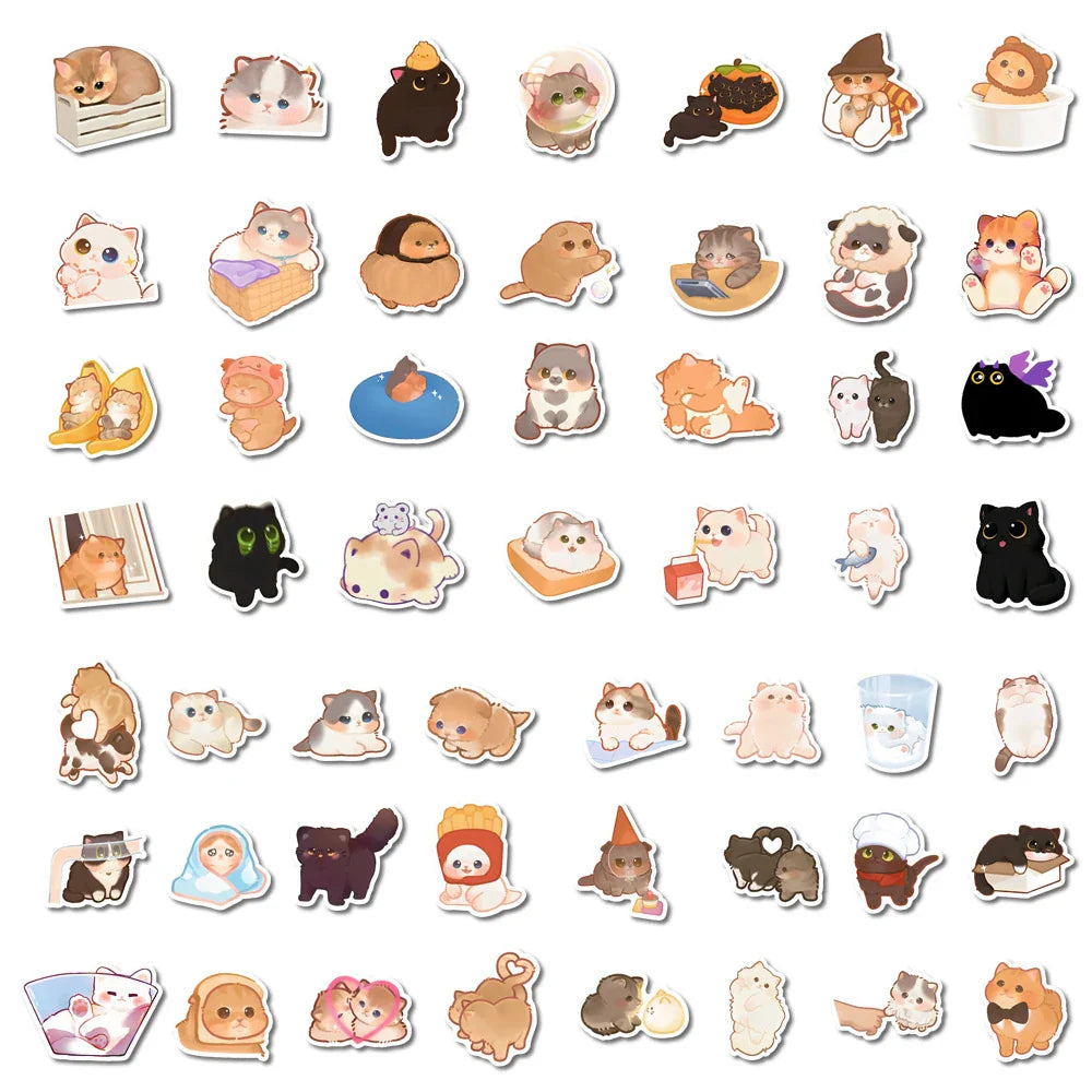 10/30/50/100pcs Funny Cute Animal Cat Cartoon Stickers Laptop Scrapbook Phone Suitcase Diary Decoration Sticker Decal Kids Toy (ONLINE ORDER ONLY)
