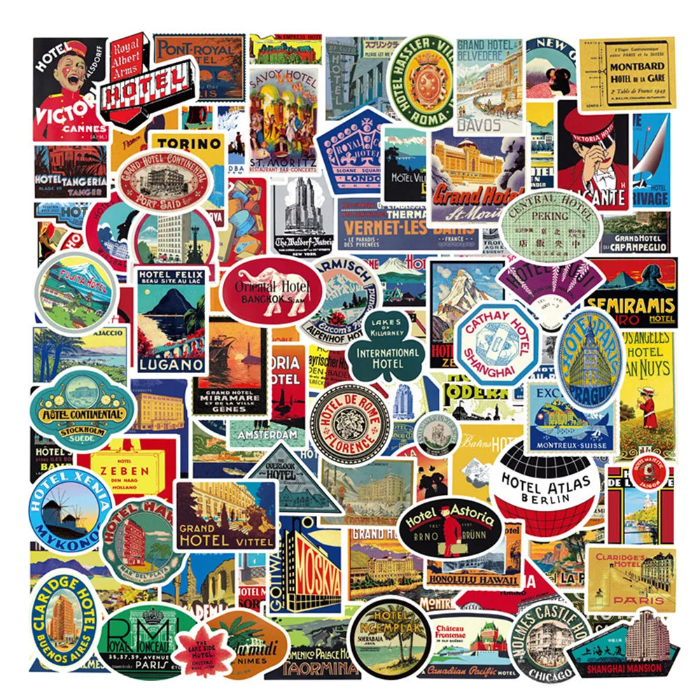 Retro Cartoon Stickers for Laptop, Luggage, Snowboard - 10/30/50/100PCS (Online Order Only)