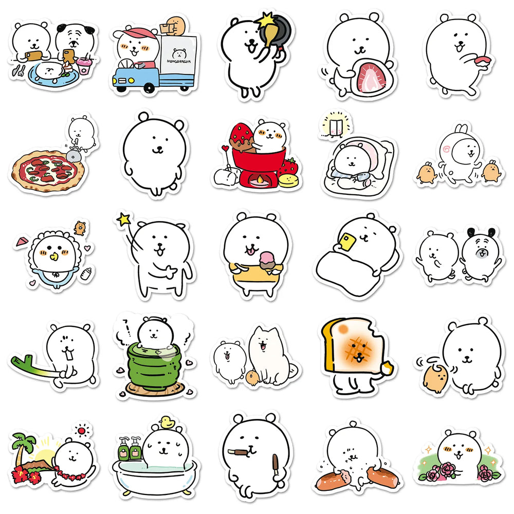 10/30/50PCS Kawaii Animal Stickers Cute JokeBear Sticker Cartoon Kids Toys Luggage Laptop Guitar Car Bike Skateboard DIY Decals (ONLINE ORDER ONLY)