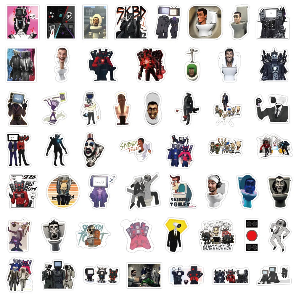 10/30/50/100PCS Skibidi Toilet Stickers Funny Game Sticker Speakerman Bosses DIY Laptop Guitar Car Bike Skateboard Decals Toy (ONLINE ORDER ONLY)