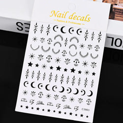 Gold Silver Wing Nail Art Stickers 3D Metal Chain Heart Love Sun Moon Star Gel Polish Adhesive Manicure Slider Decor Accessories (ONLINE ORDER ONLY)