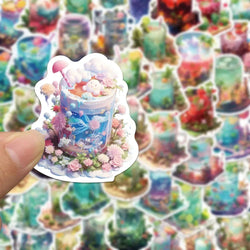10/30/50pcs INS Style Art Drink Aesthetic Stickers Cartoon Plant Decals Kids Toys DIY Laptop Phone Scrapbook Decoration Sticker (ONLINE ORDER ONLY)