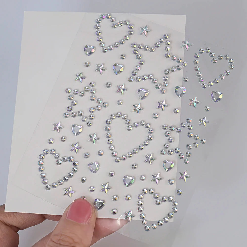1pc Star-Shaped Rhinestone Sticker Sparkling Acrylic Rhinestone Face Decals Butterfly & Floral Designs for Party/Stage/Festivals (ONLINE ORDER ONLY)