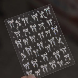 Delicate Jelly chic Bowknot Silk Ribbon Knot Star Shiny Dreamy Self Adhesive Nail Art Decorations Sticker Dressy Manicure Decals (ONLINE ORDER ONLY)