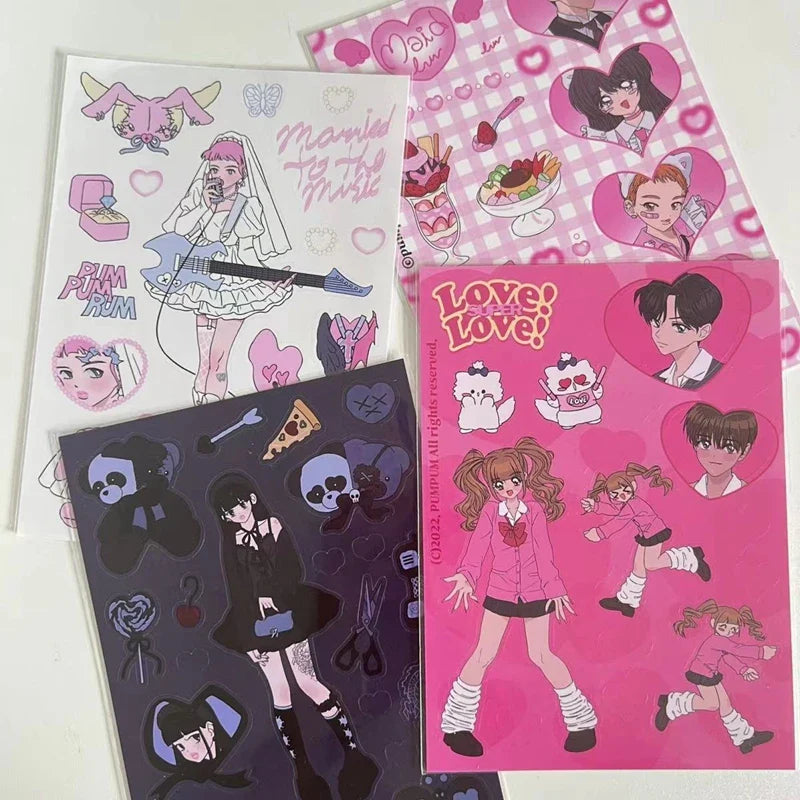 Korean Ins Cute Retro Girl Sticker Planner Scrapbooking DIY Album Decoration Sticker Aesthetic Personalized Kawaii Stationery (ONLINE ORDER ONLY)