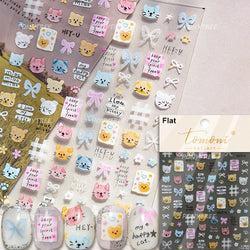 Cute Little Cat Colourful Flower Bowknot Umbrella Rain Boot Paintings Paper Boat Daisy Duckling Nail Art Sticker Manicure Decals (ONLINE ORDER ONLY)