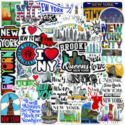 50Pcs New York Stickers America Kawaii Cartoon Decal For Skateboard Bicycle Guitar Laptop Kids Waterproof Stiker Toys (ONLINE ORDER ONLY)