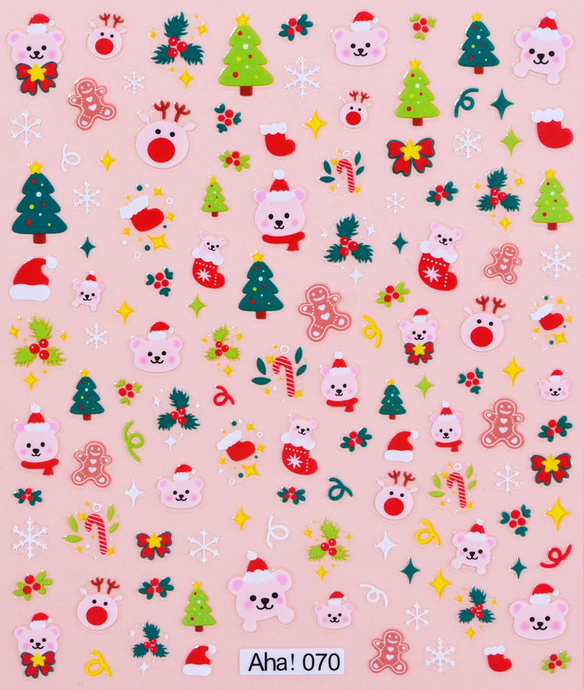 1PCS Laser Gold Snowflake Christmas Tree Nail Sticker 3D Adhesive Nail Decals Nail Art Accessories New Christmas Decoration 2024 (ONLINE ORDER ONLY)