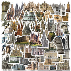 50pcs Medieval Castle Stickers for DIY Journal, Skateboard, Luggage Decoration (Online Order Only)