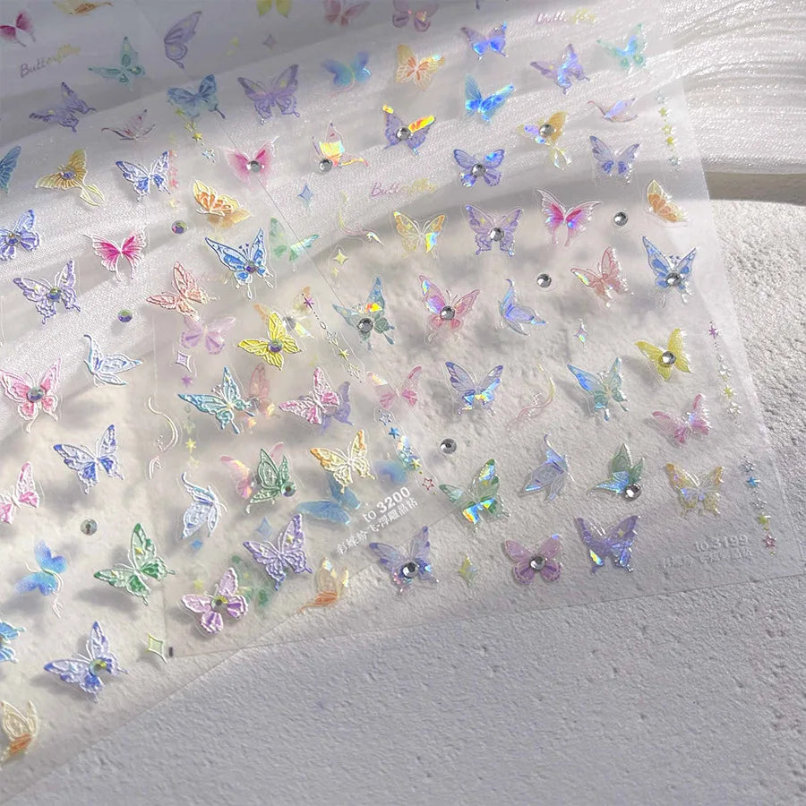 Dreamy Moon Star Cloud Butterfly Starrylight Rhinestone 5D Soft Embossed Relief Nail Art Sticker 3D Decal Decoration Manicure (ONLINE ORDER ONLY)