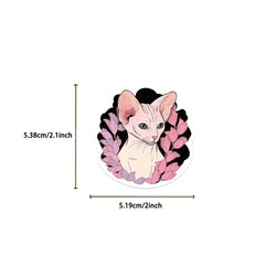 50PCS Sphinx Pink Hairless Cat Kitty Cute Vinyl Waterproof Stickers Cartoon Diary Suitcase Scrapbook Laptop Bike Sticker Decals (ONLINE ORDER ONLY)