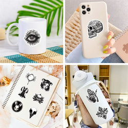 10/30/50PCS Gothic Skull Eyes Sticky PVC Sticker Aesthetic DIY Decoration Scrapbooking Hand Accounting Supplies for Kids (Online Order Only)