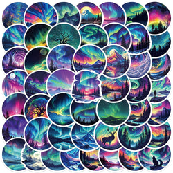50pcs Aesthetic Cool Colorful Aurora Stickers For Laptop Water Bottle Luggage Notebook Waterproof Graffiti Vinyl Decals (Online Order Only)