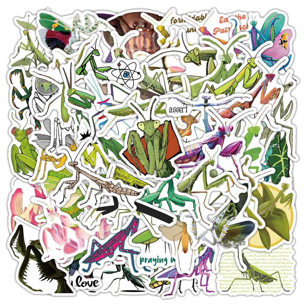 10/30/50PCS Mantis Cartoon Stickers Cool Insect Sticker Aniaml DIY Decoration Kids Toys Luggage Laptop Phone Guitar Bike Decals (ONLINE ORDER ONLY)