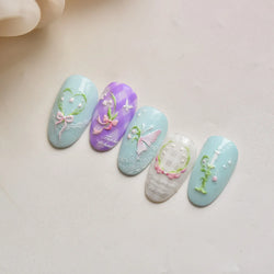 Romantic Lily of The Valley Candle Holder Wreath Bowknot Butterfly Dreamy Adhesive Nail Art Decorations Stickers Manicure Decals (Online Order Only)