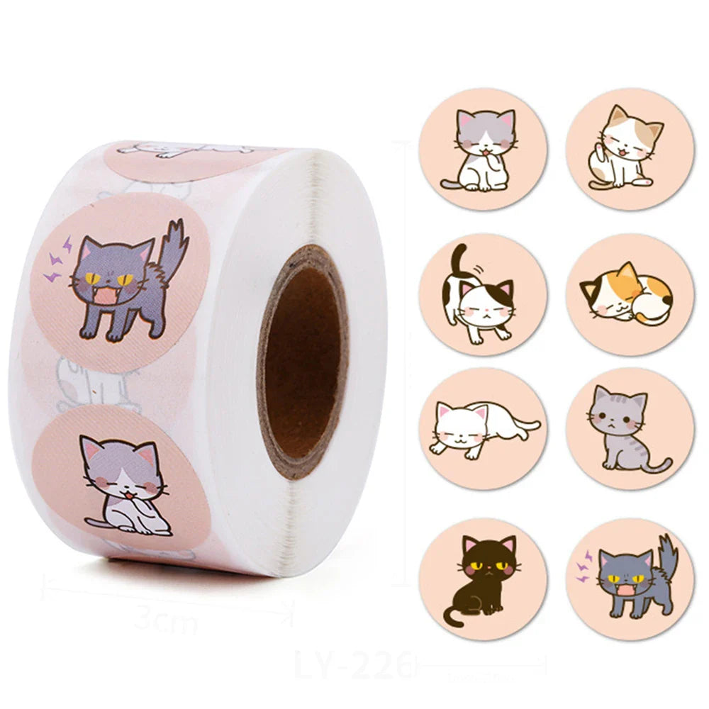 100-500pcs Love Cat Sticker Aesthetic Children's Reward Decoration Scrapbooking Stationery School Supplies for Kid (ONLINE ORDER ONLY)