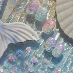 Infauna Jellyfish Conch Shell Starfish Octopus Coral Polypite Wishing Bottle Sea Self Adhesive Nail Art Stickers Manicure Decals (ONLINE ORDER ONLY)