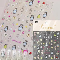 Lovely Dog Puppy Dream Heart Flower Star Pizza Food Sugar Skewers Strawberry Desserts Adhesive Nail Art Stickers Manicure Decals (Online Order Only)