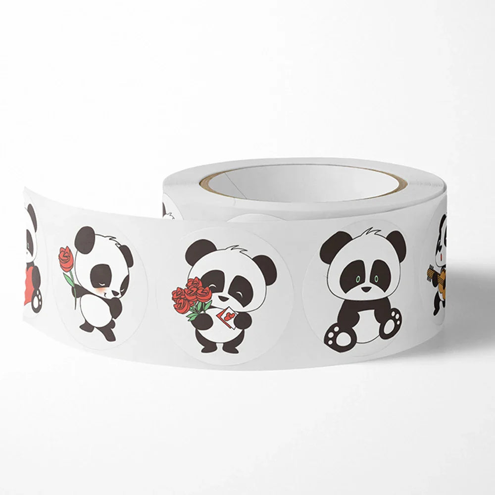 100-500pcs Panda Cute Cartoon Stickers 1inch Reward Sticker Gift Decoration Stationery Stickers (Online Order Only)