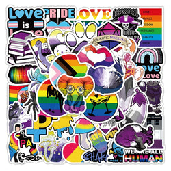 50Pcs/Set LGBTQ+ Rainbow Waterproof Removable Pvc Stickers for Wall Car Bike Laptop Scrapbook Sticker (Online Order Only)