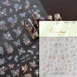 Gradient Halo Dyeing Dark Red Rose Flower Rhinestone Lace Bow Heart 3D Self Adhesive Nail Art Decoration Sticker Manicure Decals (ONLINE ORDER ONLY)