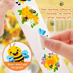 100-500pcs Cartoon Bee Stickers Cute Decals DIY Skateboard Phone Bike Fridge Reward Sealing Label Stationery Sticker (Online Order Only)