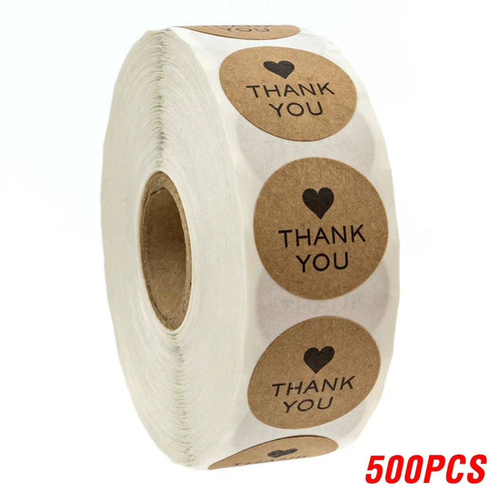 100-500pcs Round Natural Kraft Handmade Stickers Scrapbooking For Package Adhesive Thank You Sticker Seal Labels Stationery (ONLINE ORDER ONLY)