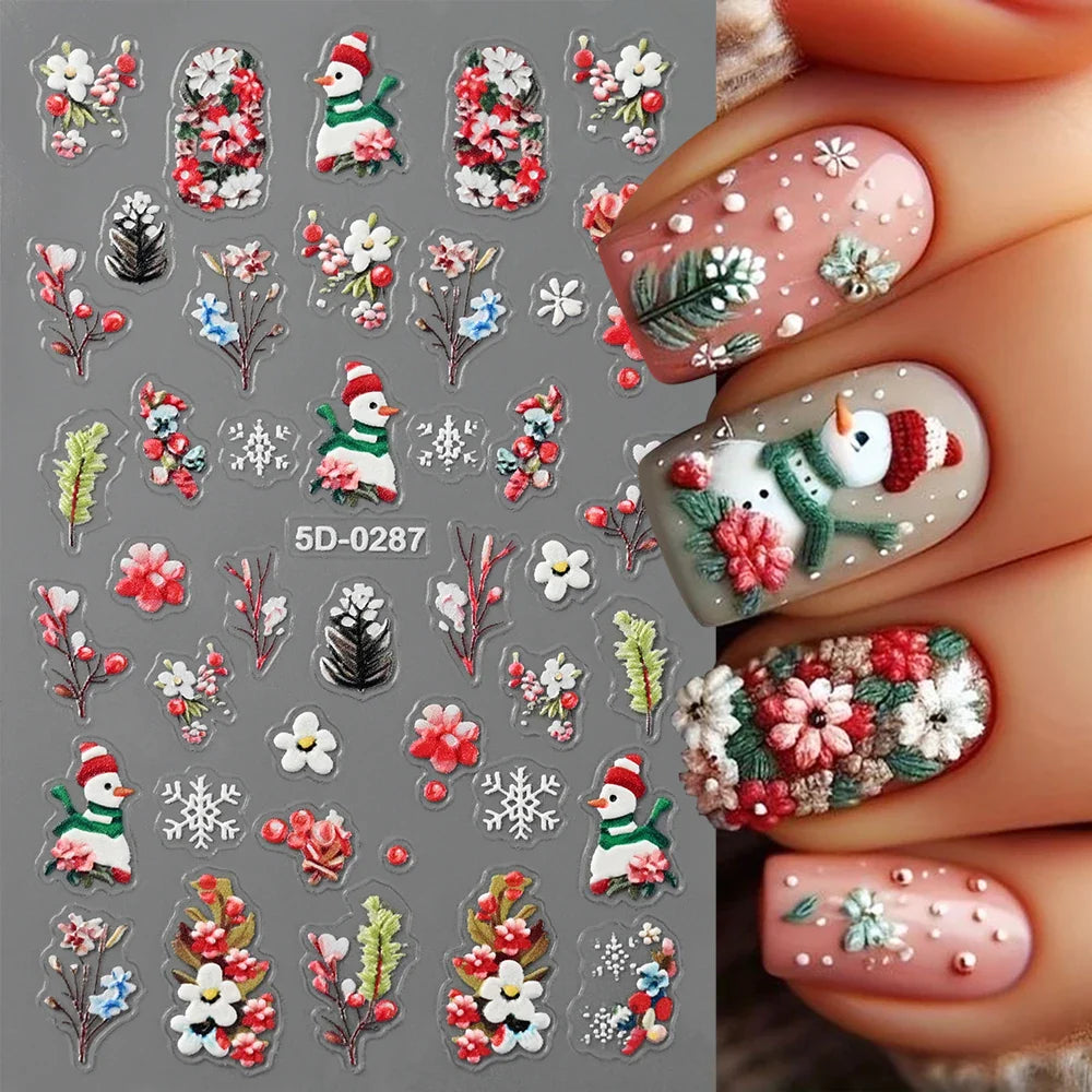 Painting Purple Flower Nail Sticker Daisy Wildflowers Butterfly Gradient Design Decal Geometry Line Charm Foils Manicure Sliders (ONLINE ORDER ONLY)