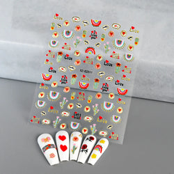 1pc Bohemian Valentine Nail Stickers 3D Self-Adhesive Fantasy Nail Art Glitter Sun, Heart, Lock, Star & Moon Designs Nail Decals (ONLINE ORDER ONLY)