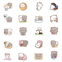 60PCS Kawaii Cat Mood Sticker PVC Graffiti Sticky Aesthetic Decorative Scrapbook DIY Child Phone Stationery Supply for Kid (Online Order Only)