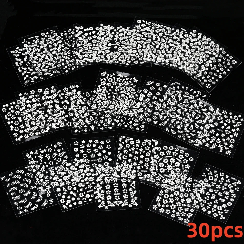 50 Sheets! 3D Flower Nail Art Stickers Decals NOT Repeat Black/White/Colorful Self Adhesive Nail Sticker Decals Random Pattern * (ONLINE ORDER ONLY)
