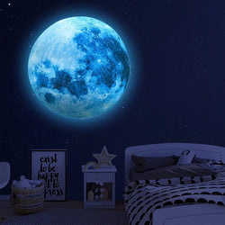Glow in The Dark Moon Wall Sticker for Kids Baby Room 3D Space Planet Wall Sticker Living Room Home Decals (ONLINE ORDER ONLY)