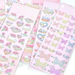 Cute Star Moon Rose Series Laser Stickers Hand Account Idol Card DIY Material Decorative Sticker Personalized Korean Stationery (ONLINE ORDER ONLY)