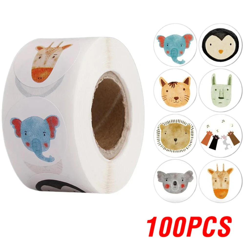 100-500pcs Round Cartoon Sticker 1Inch Thank You Stickers for Gift Cards Envelope Paper Scrapbook Sealing Label (ONLINE ORDER ONLY)