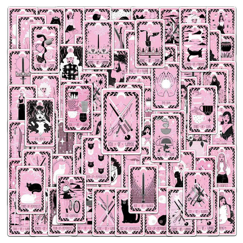 Black Pink Tarot Stickers 10/30/78pcs Cartoon Decals for Kids DIY Fridge Phone Laptop Suitcase Decoration (Online Order Only)