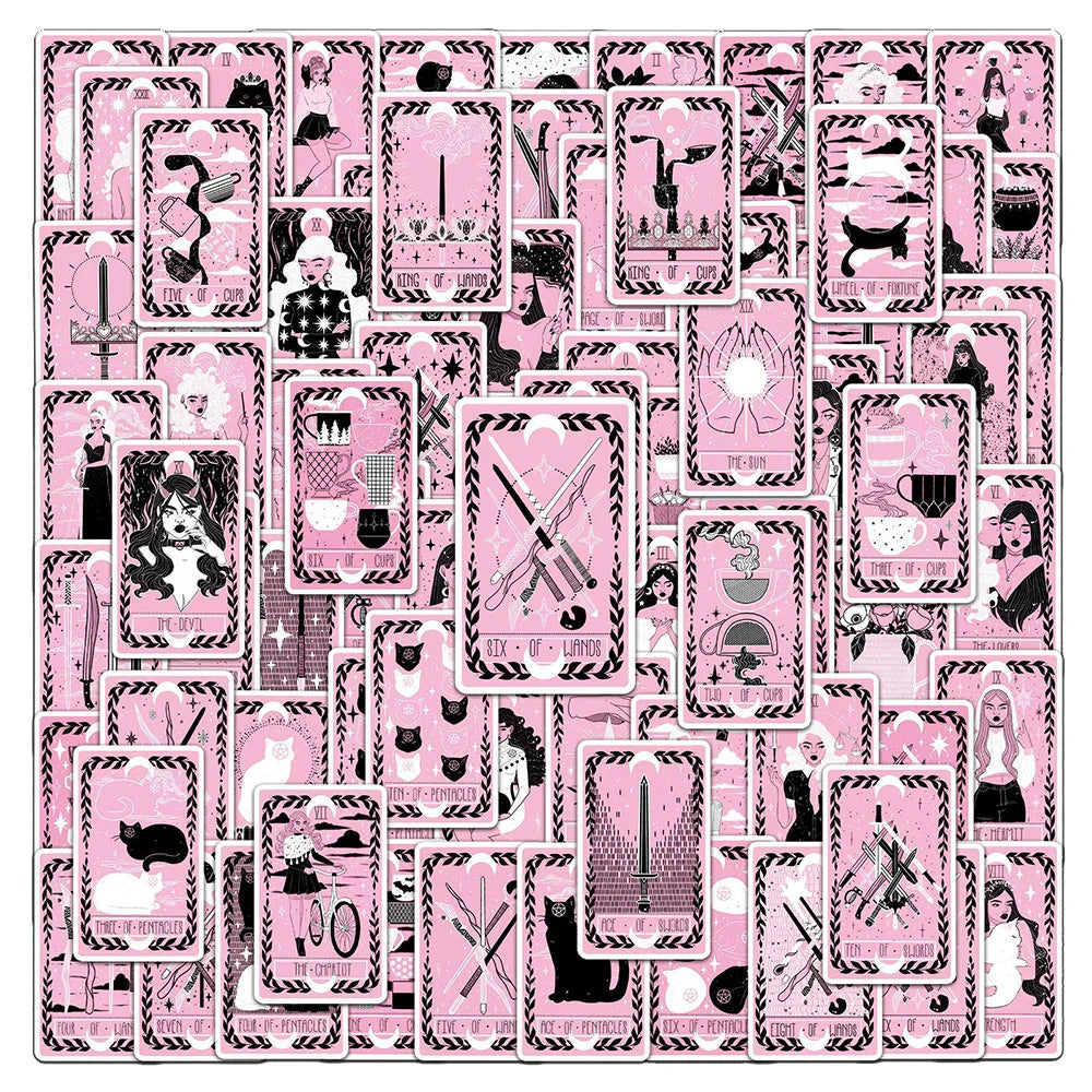 Black Pink Tarot Stickers 10/30/78pcs Cartoon Decals for Kids DIY Fridge Phone Laptop Suitcase Decoration (Online Order Only)