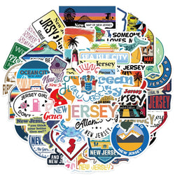 Cartoon New Jersey Stickers 10/30/50Pcs for Suitcase, Skateboard, Laptop, Luggage, Fridge, Phone, Car, DIY Decals (ONLINE ORDER ONLY)