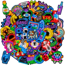 10/30/50/100pcs Funny Cool Neon Graffiti Stickers Aesthetic Cartoon Decals Motorcycle Laptop Suitcase Waterproof Sticker Kid Toy (ONLINE ORDER ONLY)