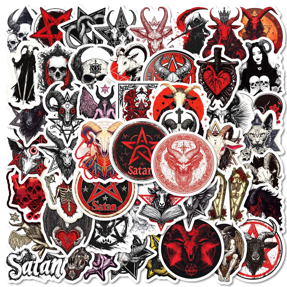 50pcs Horror Devil Satan Graffiti Stickers for Helmet Wall DIY Decoration (Online Order Only)