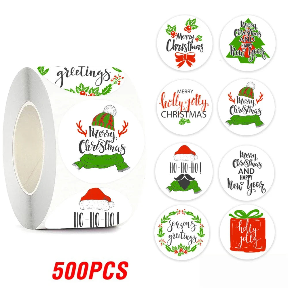 100-500pcs Merry Christmas Gift Box Decoration Seal Sticker Home Party Supplies Envelope Label Scrapbook Stickers (ONLINE ORDER ONLY)