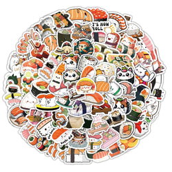 Sushi Rice Ball Stickers Pack - Cute Cartoon Food Decals for Luggage, Laptop, Bike, Kids Toy (Online Order Only)