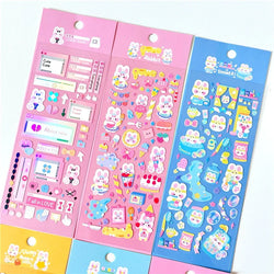 6pcs/lot Cute Flower Rabbit Sticker Scrapbooking Hand Account Stickers Idol Card Photo Frame DIY Deco Material Korean Stationery (Online Order Only)
