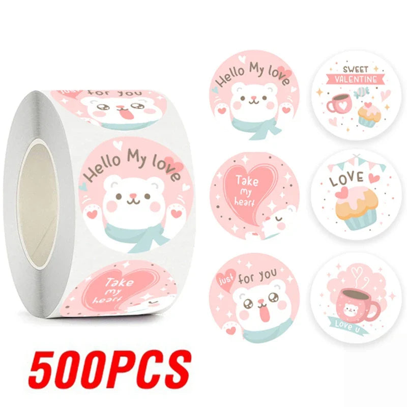 100-500pcs Cartoon Cat Stickers Round Adhesive Labels For Student Teacher Prize Business Gift Wraps Decorative Stickers (ONLINE ORDER ONLY)