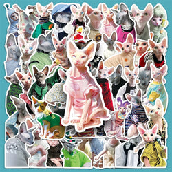 10/30/50PCS Cute Sphynx Cat Stickers Kawaii Animal Cartoon Decals DIY Scrapbook Phone Laptop Fridge Guitar Bike Graffiti Sticker (Online Order Only)