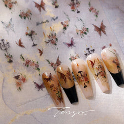 Charming Butterfly Candle Holder Candlestick Chic Rose Flower Romantic Self Adhesive Nail Art Stickers Rhinestone Manicure Decal (ONLINE ORDER ONLY)