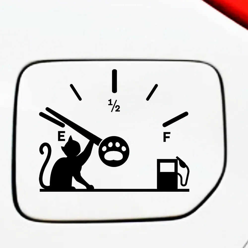 Cute Cat Full Gas Gauge Sticker for Car Fuel Tank Cap Door Decoration Exterior Accessories Outdoor Stickers Pvc Vinyl Decals (ONLINE ORDER ONLY)