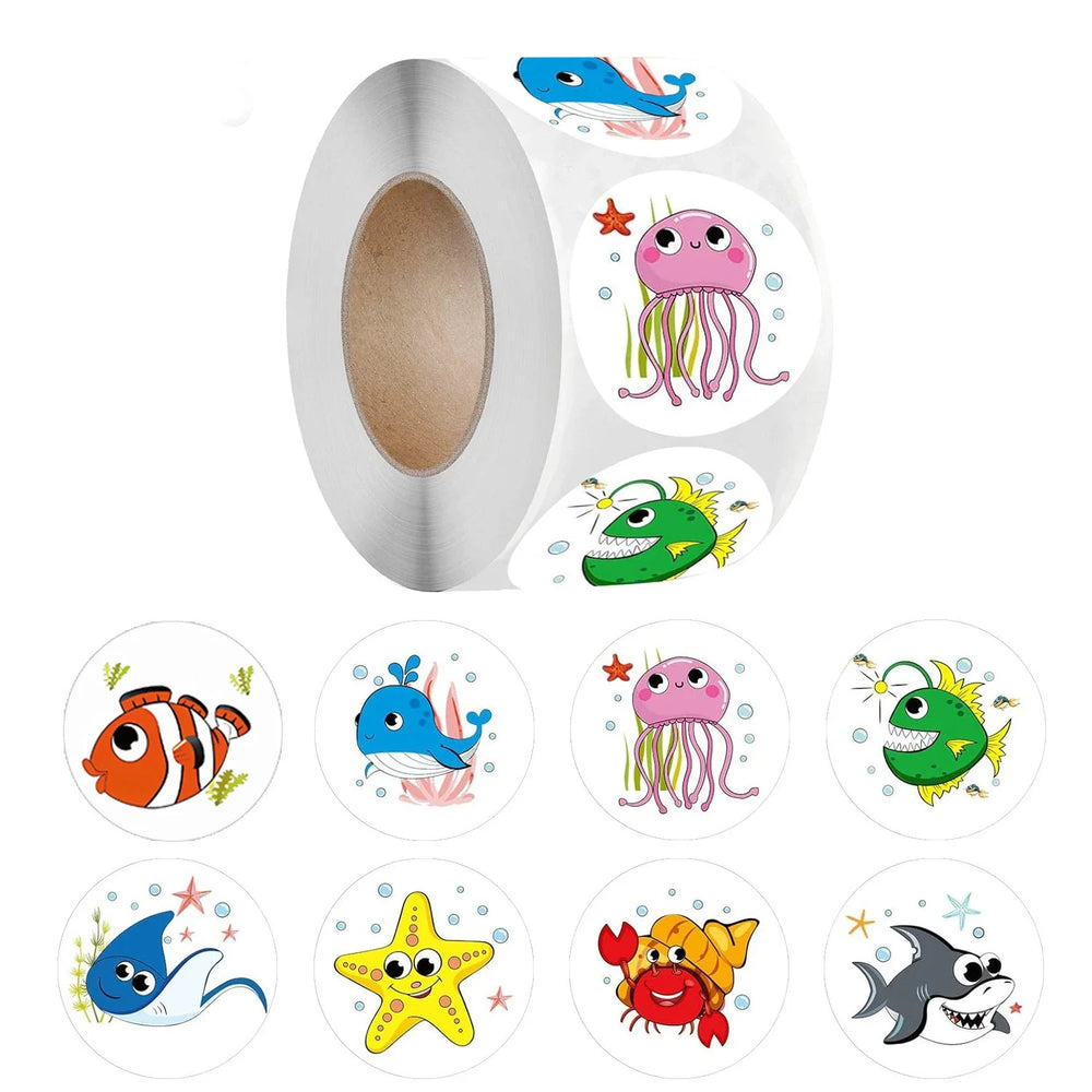 100-500pcs Ocean Kids Birthday Stickers Under The Sea Animal Reward Sticker DIY Gift Decoration Label Stationery (ONLINE ORDER ONLY)