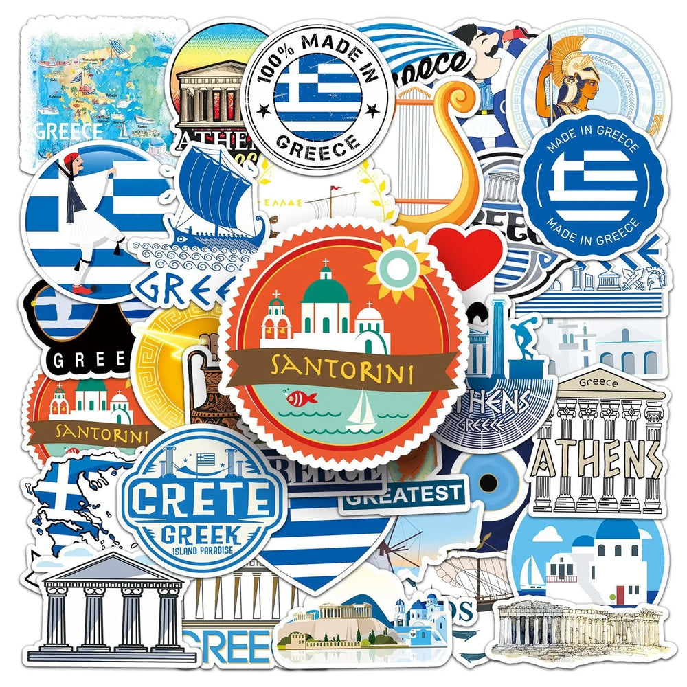 10/30/50pcs Greece City Travel Stickers World Famous Tourist Landscapes Decals DIY Scrapbook Luggage Phone Car Sticker Toy (ONLINE ORDER ONLY)